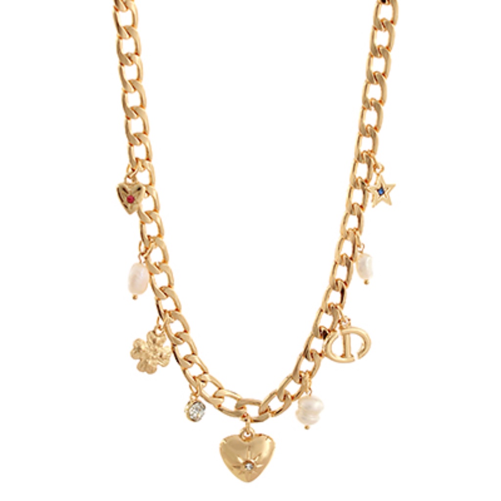 Mulit Charm Heart Pendant Necklace 73$